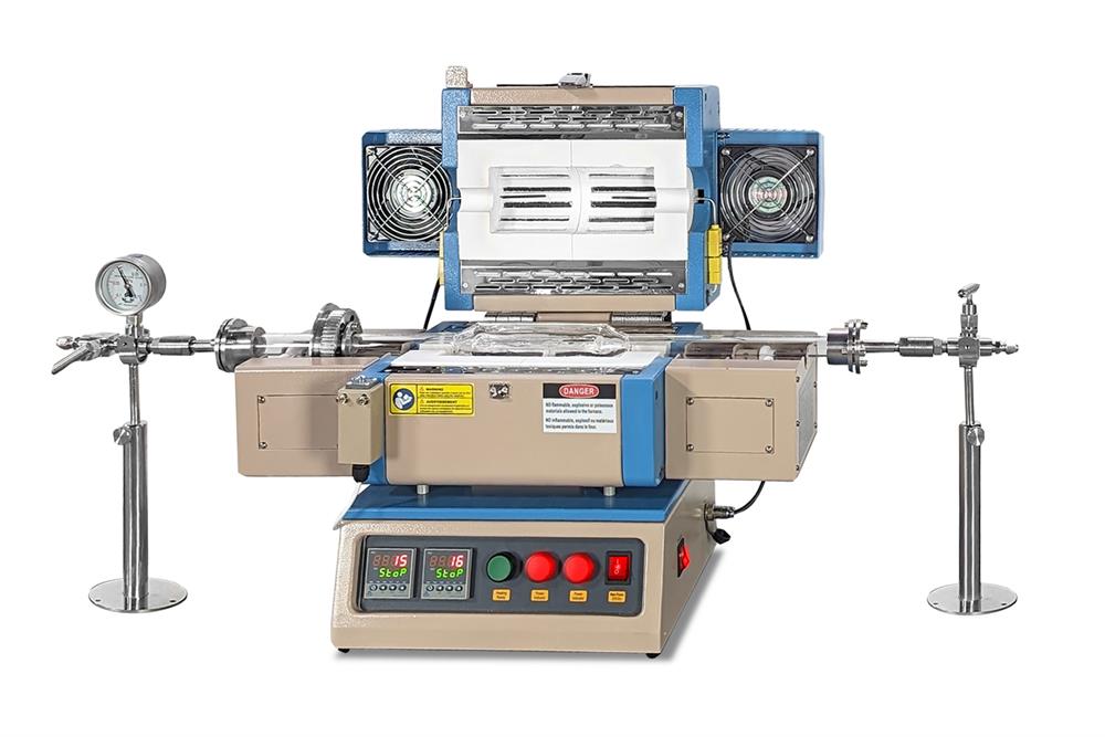 Compact 2" Two Zone Rotary Tube Furnace @1100C Max For Powder CVD. - OTF-1200X-S-R-II