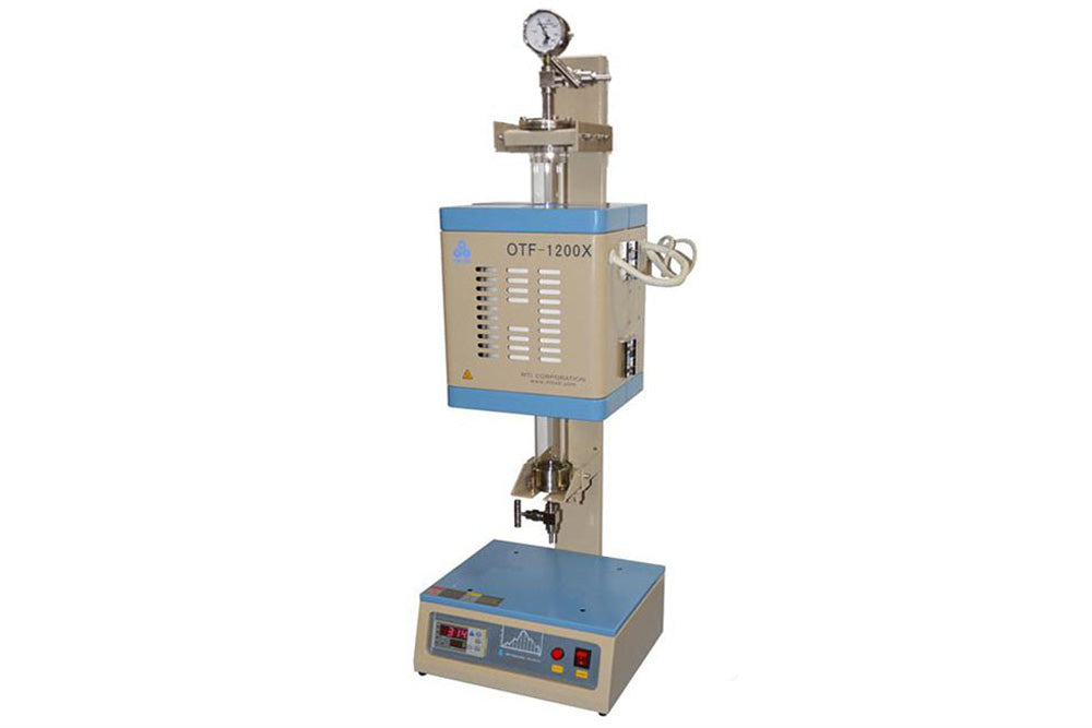 Compact Vertical Split 1" or 2" Quartz Tube Furnace with SS Vacuum Flanges - OTF-1200X-S-VT