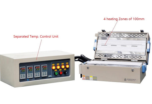 Four Zones 1200oC Tube Furnace w/ Temperature Controllers for 1 or 2" Tube - OTF-1200X-IV-S