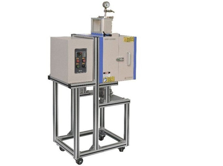 Compact 5'' Vertical Quartz Tube Furnace (1100C ) with SS Vacuum Flanges - OTF-1200X-S-VT-5