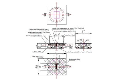 Small Split Cell with Quartz Window for In-Situ Optical Microscope Analysis of SSB Interface - EQ-STC-SSI