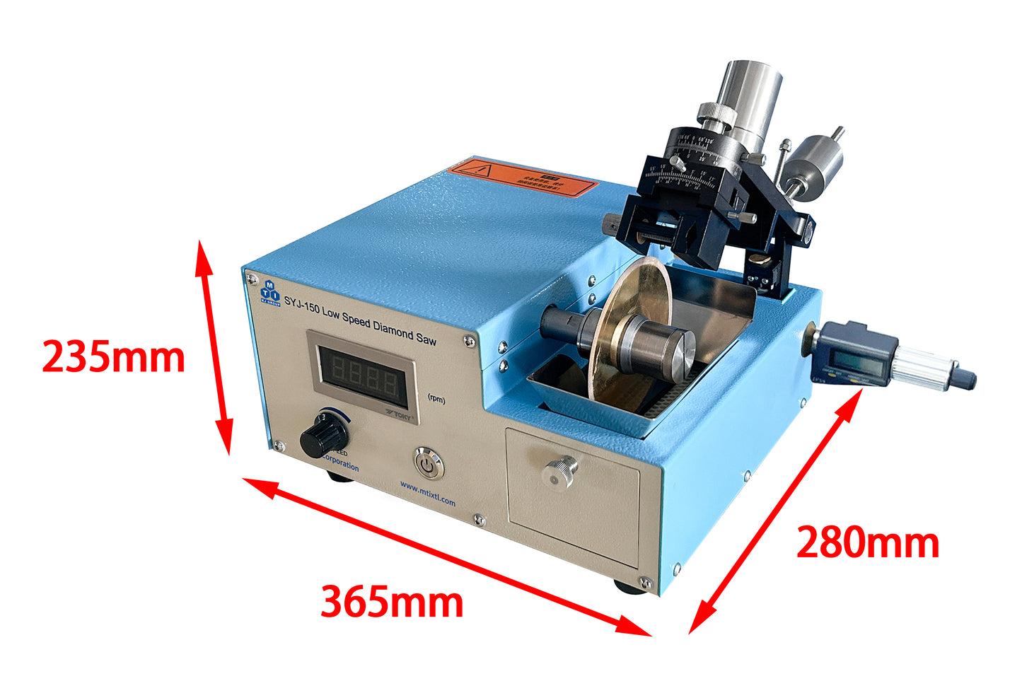 Digital Low Speed Diamond Saw with 4" Cutting Blades & Complete Accessories - SYJ150