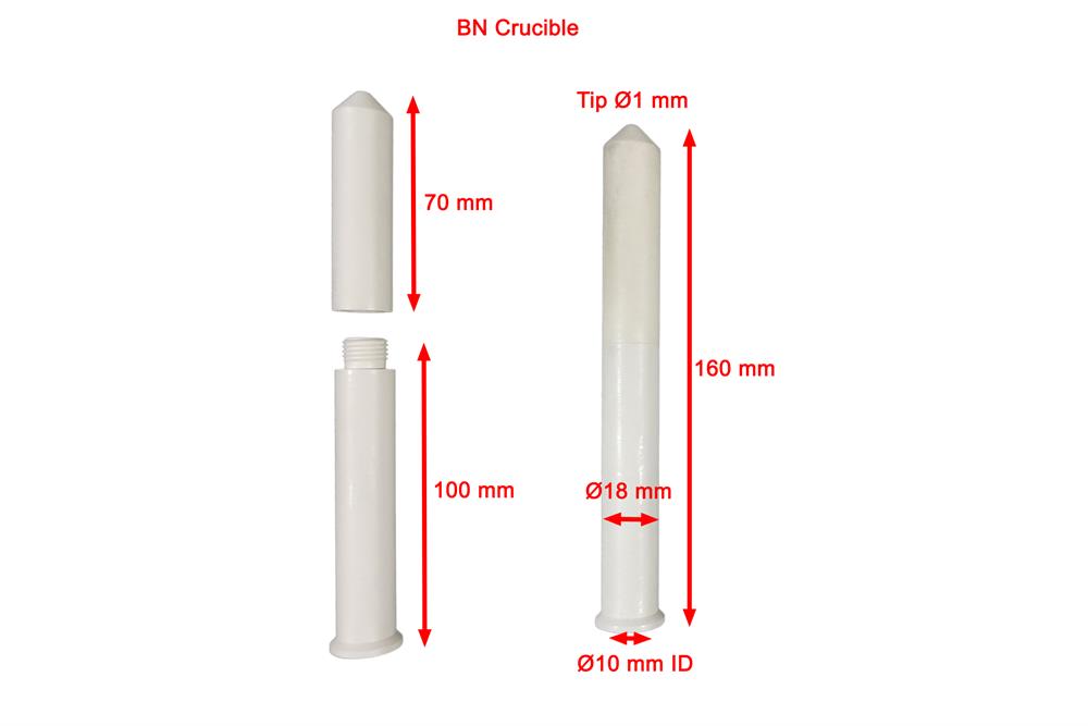 Crucible for Melt Spinning System 160 mm L x 17 mm OD x 14.3 mm ID - TQ22D160