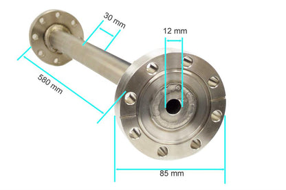 Ni-Based Super Alloy Tube with Flange included: OD30x ID12x L580 (mm)-Tube-HP-30-12-580