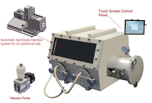 Automatic Electrolyte Injection under Vacuum Chamber for 32 Cylindrical Cells - MSK- 32-VGB