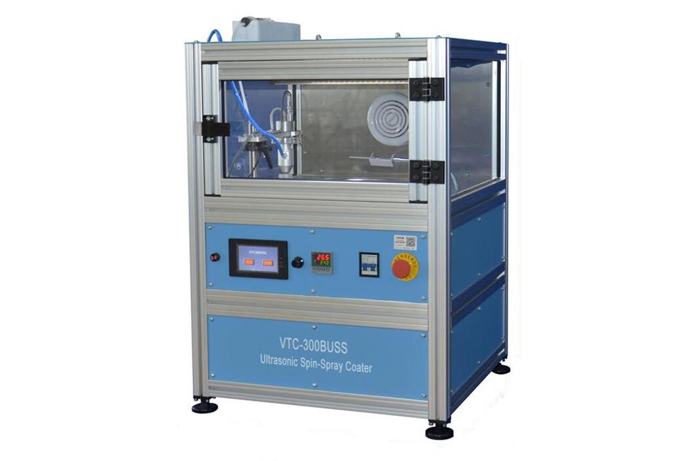 Automated Ultrasonic Spin-Spray Coater (0-3000 rpm, 12" Wafer Max) w/ Heater & Fume Hood - VTC-300BUSS