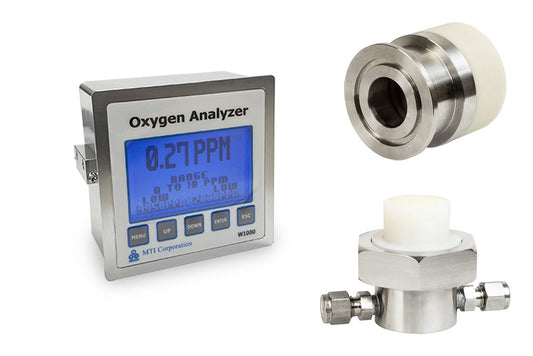 Trace Oxygen Analyzer (0 - 1000ppm) with KF40 & Flow Housings - EQ-W1000-LD