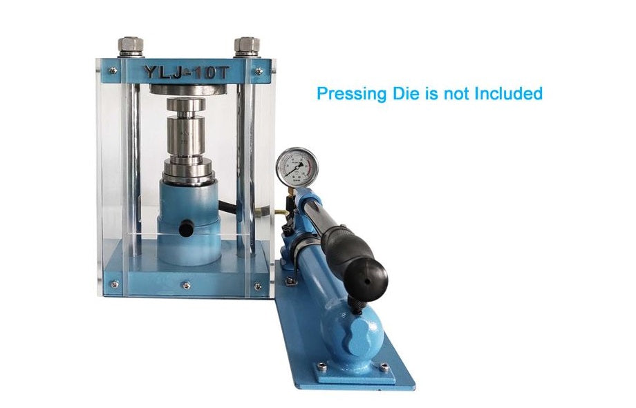 10T Compact Lab Press with Separable Hydraulic Pump & Safety Cover - YLJ-10T