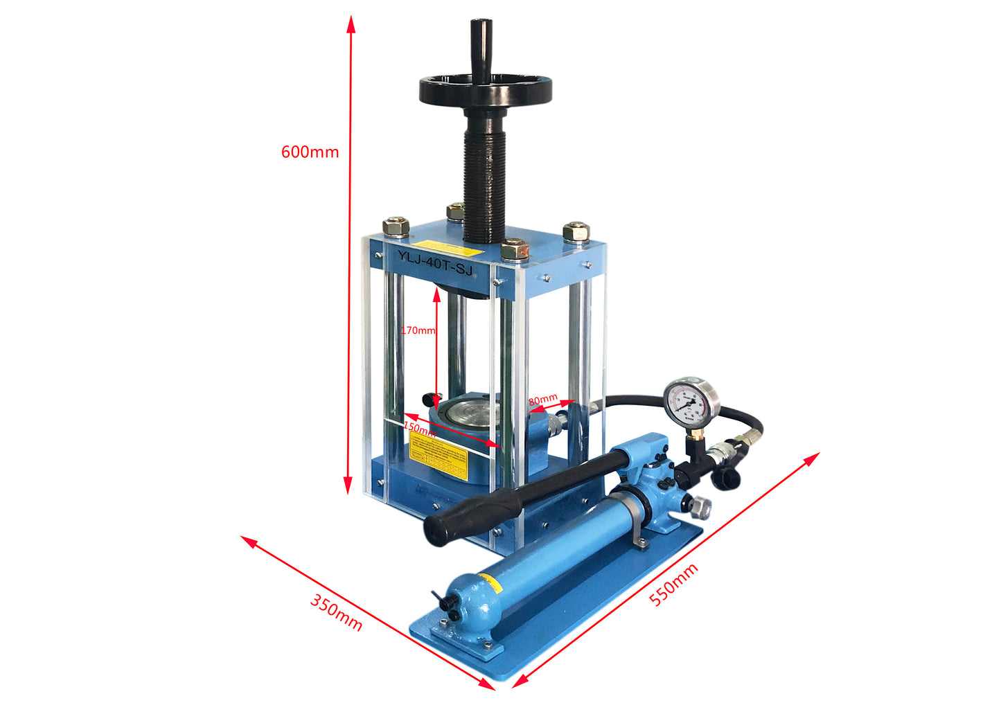 40T  Manual Hydraulic Laboratory Press with Separable Pump - YLJ40TS