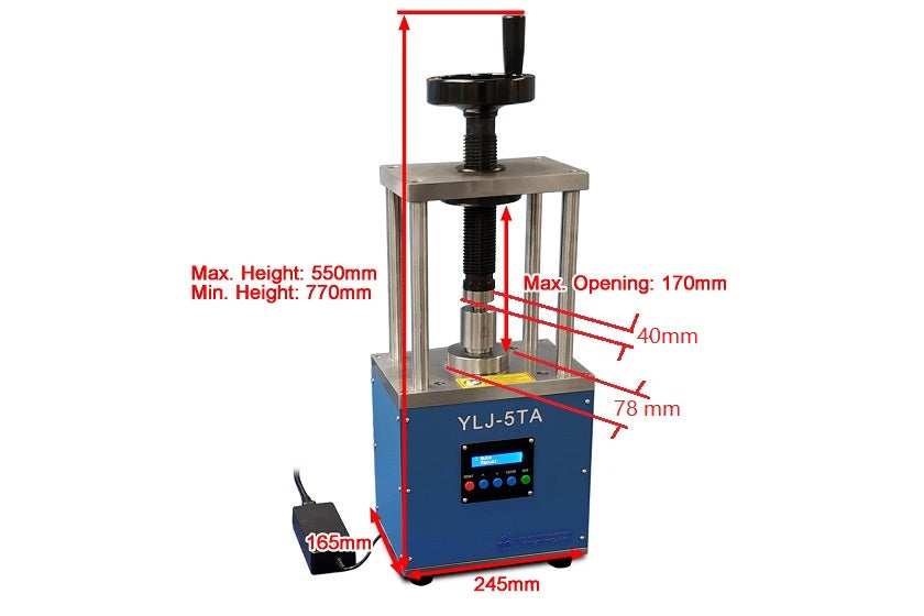 10T Electric Oil-less Press with Digital Programmable Pressure Controller (Ar Gas Compatible) - YLJ-10TA