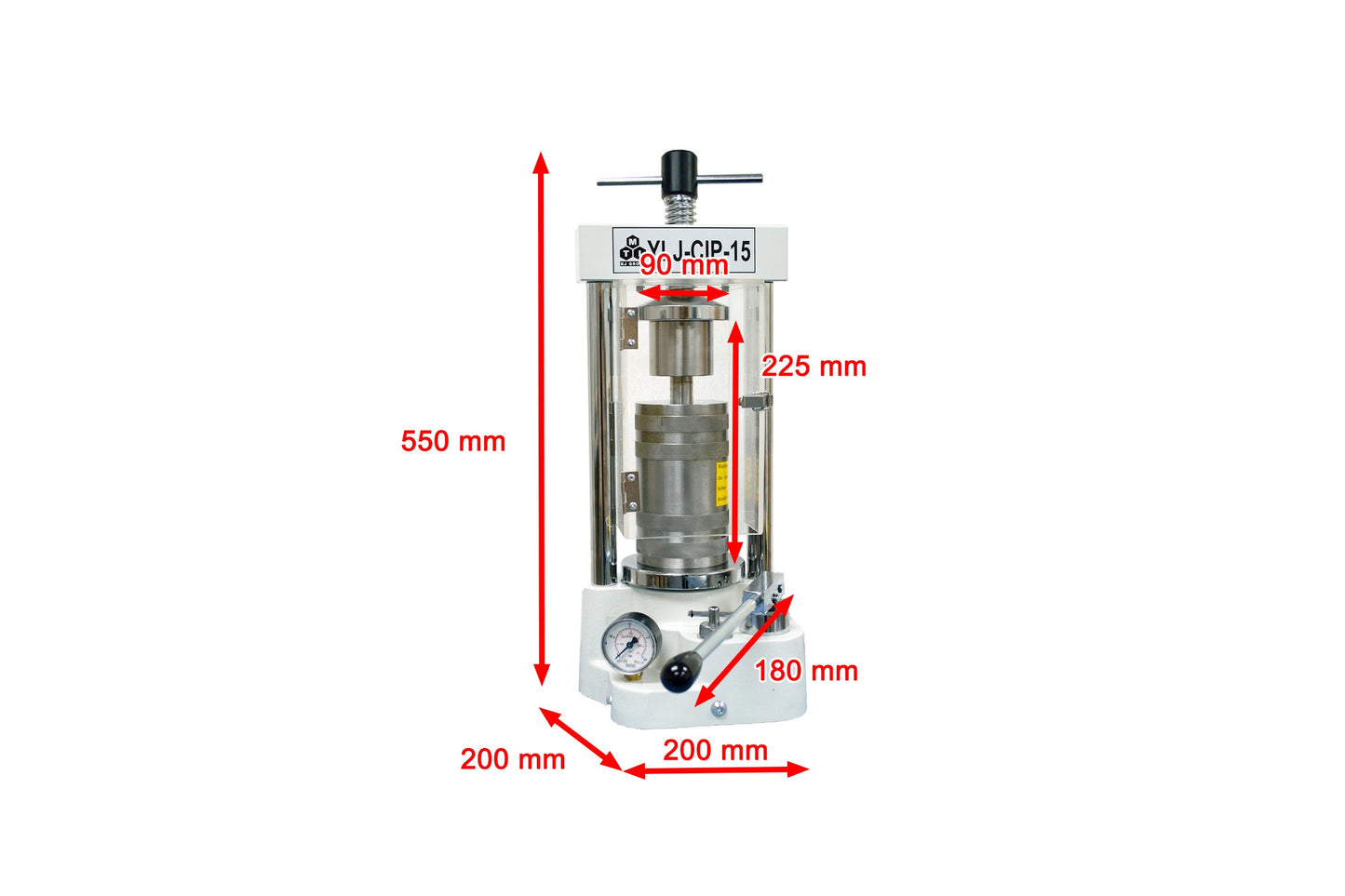 Compact CIP with 22mm ID Vessel Max. 380 Mpa for use in Glovebox - YLJ-CIP-15