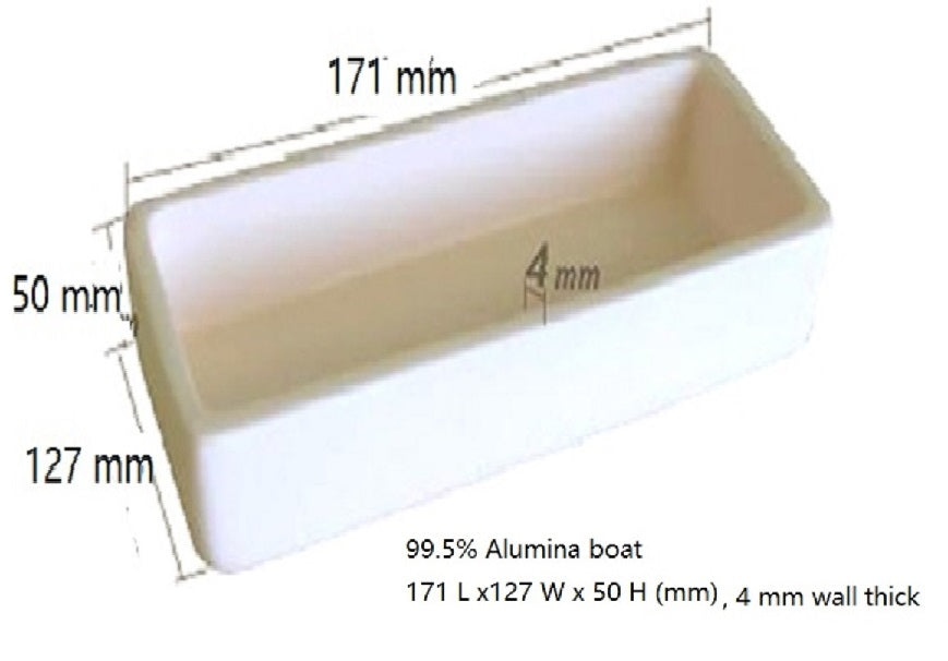 Alumina Boat: High Purity 171 x 127 x 50 mm ( 1.1 L - CA171L127W50H