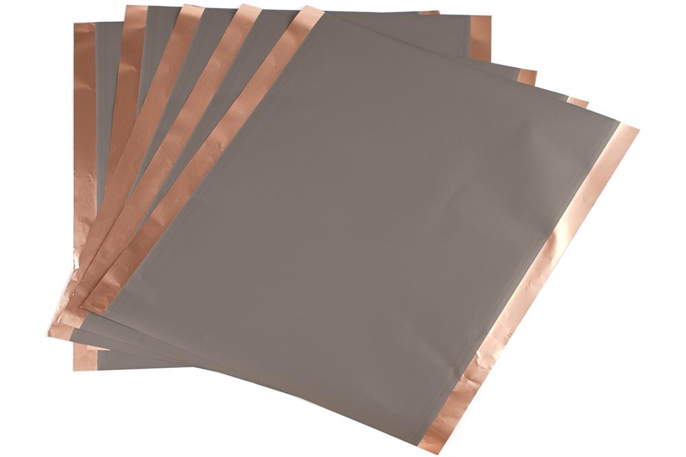 Hydrophobic Li-Ion Battery Anode -Graphite Single-Side Coated on Copper Foil (241mm L x 200mm W x 90um Thick), 5 sheets/bag, bc-cf-241-ss-h