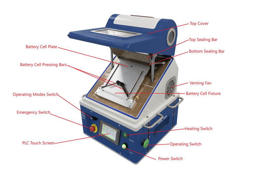 4-in-1 Sealer for Top/Side & Vacuum Standing, Sealing, & Purging for Pouch Cell (180x160mm) - MSK-115A-MS