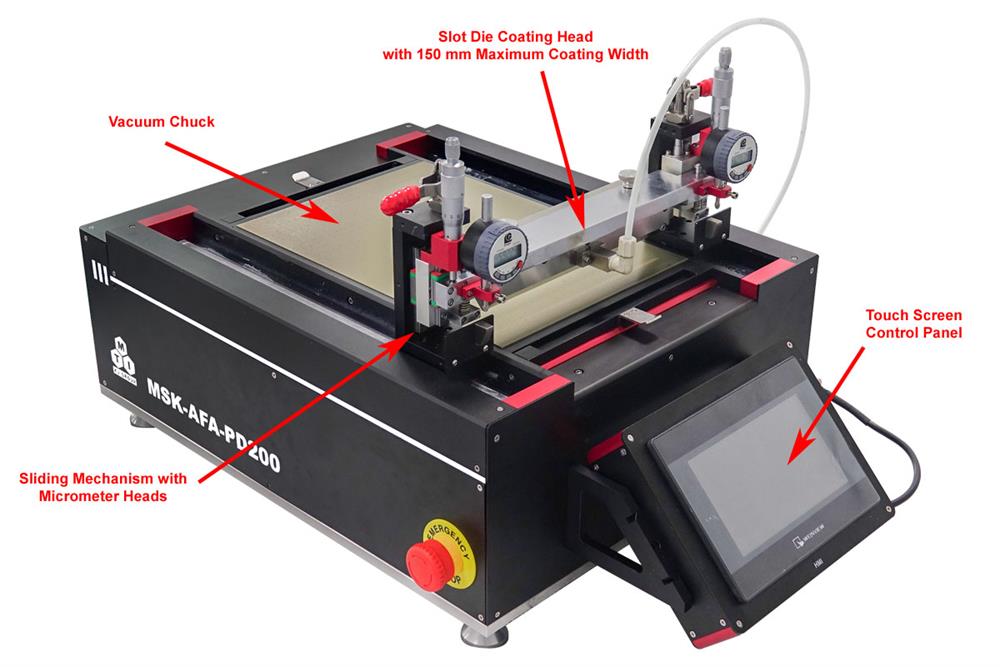 Slot Die Sheet Coater w/ Vacuum Chuck (W200XL300 mm) and Optional Heating - MSK-AFA-PD200