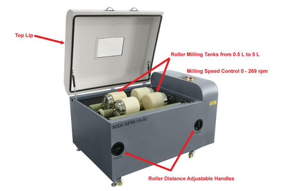 Large Lab Roller Mill with Variable Speed & Four Optional Tanks - MSK-SFM-14-IV
