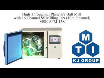 High Throughput Planetary Ball Mill w/ 4 -16 SS Milling Jars (10 -100ml Per Jar) - MSK-SFM-13S