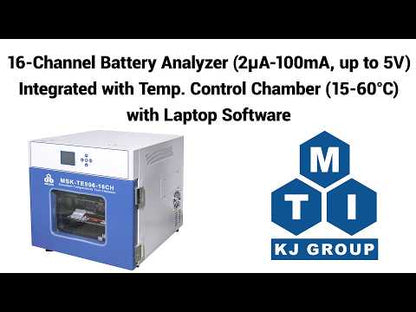 16 Channel Battery Analyzer (2μA-100mA, up to 5V) Integrated with Temp. Control Chamber (15-60°C) w/ Laptop Software