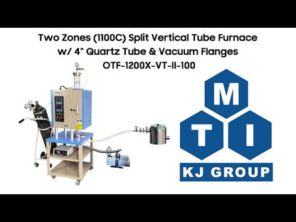 Two Zones (1100C) Split Vertical Tube Furnace w/ 4" Quartz Tube & Vacuum Flanges - OTF-1200X-VT-II-100