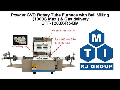 1100°C Max. Rotary Ball Milling with Gas Flow Function - OTF-1200X-R5-BM