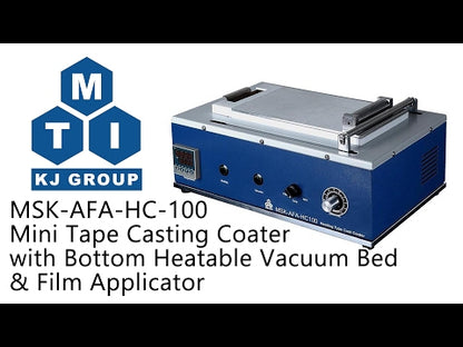 Mini Tape Casting Coater w/ Heat-able Vacuum Bed ( 130Wx200L mm, 100C Max) & Vacuum Pump. -MSKAFAHC100