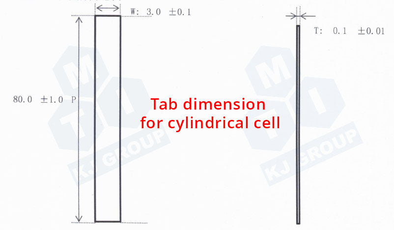 3mm Width Nickel Tab for Welding on Cylindrical Cell Electrode Strip, 50pcs/bag - EQ-CC-NTA3