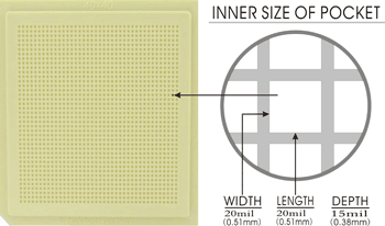 20 pcs 2" Die / IC Tray (1600 Pockets of 20x20x15 mil or 0.51x0.51x0.38 mm) - NH20-20-20-15