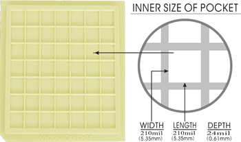 20 pcs 2" Die / IC Tray (49 Pockets of 210x210x24 mil or 5.33x5.33x0.61 mm) - NH20-210-210-24