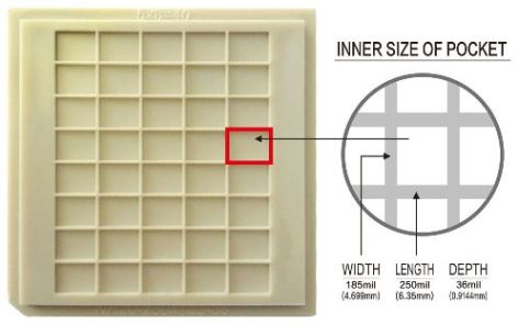 20 pcs 2" Die / IC Tray (40 Pockets of 250x185x36 mil or 6.35x4.69x0.91 mm) - NH20-250-185-36