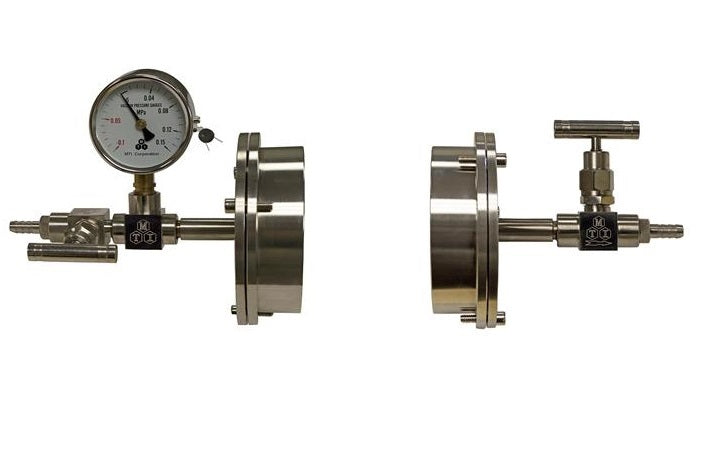 Vacuum Sealing Assembly (Flange Lip I.D. 101 mm for quartz Tube) with Vacuum Gauge and Valves - EQ-FL-101