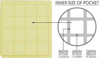 20 pcs 2" Die / IC Tray (16 Pockets of 411x411x30 mil or 10.44 x10.44 x 0.76 mm) - NH20-411-411-30