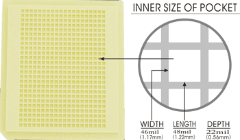 20 pcs 2" Die / IC Tray (500 Pockets of 48x46x22 mil or 1.22x1.17x0.56 mm) - NH20-48-46-22