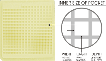 20 pcs 2" Die / IC Tray (250 Pockets of 90x80x24 mil or 2.29x2.03x0.61 mm) - NH20-90-80-24