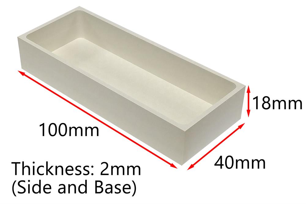 Boron Nitride Rectangular Crucible Boat 100 L x 40 D x 18 H mm, Upto 2000C - CB-L100W40H18