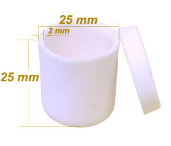 Alumina Crucible: High Purity 25 dia. x 25H mm ( 8 ml) Cylindrical with Lid - EQ-CA-D25H25