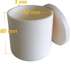 Alumina Crucible: High Purity 60 dia. x 60 H mm (140 ml) Cylindrical with Covering Lid - EQ-CA-D60H60